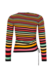 Pull rayé col asymétrique à manches longues Multico raye vue de dos