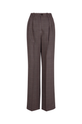 Prince of Wales Check Pleated Trousers Check navy/brown front view