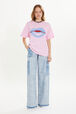T-shirt col rond manches courtes en jersey de coton Doll pink vue portée de face