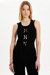 Women Knit Tank Top Black details view 1