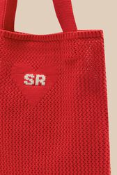 Women Heart Print Crochet Bag Red details view 1