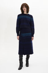 Long-Sleeved Crew-Neck Jumper Blue front worn view