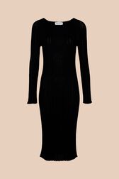 Robe longue maille côtelée femme Noir vue de face