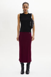 Jupe taille haute Bordeaux vue portée de face