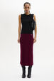 Wool Knit High-Waisted Midi Skirt Claret front worn view