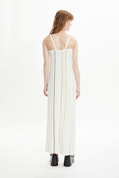 Robe plissée rayée multicolore femme Ecru vue portée de dos