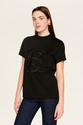 T-shirt jersey de coton femme Noir vue de détail 3