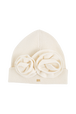 Bonnet laine fleur en relief femme Ecru vue de face