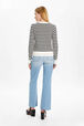 Women Black and White Striped Jumper Black/ecru back worn view
