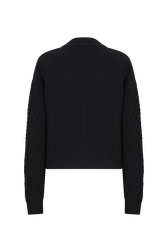 Cardigan torsadé en laine Noir vue de dos