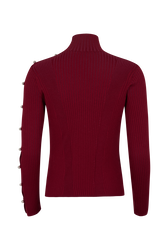 Long-Sleeved Turtleneck Jumper Claret back view