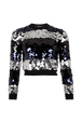 Women's Tricolour Striped Sequin Jumper Black front view