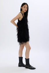 Short dress in jersey and feathers Black details view 3