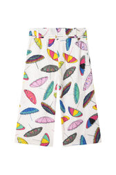 "Parasols" Print Poplin Girl Trousers Multico white back view