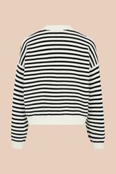 Women Striped Signature Mouth Print Sweater Black/white back view