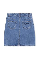 Denim skirt Blue back view