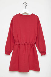 Girl Long Sleeve Dress Burgundy back view