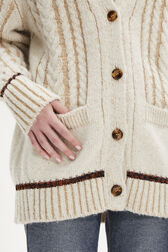 Long-Sleeved V-Neck Cardigan Ecru details view 2