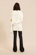 Women Floral Print Sweater Ecru back worn view