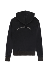 Women Velvet Hoodie Black back view