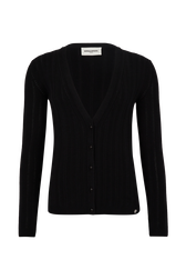 Long-Sleeved V-Neck Cardigan Black front view