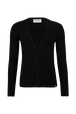Open Knit V-Neck Cardigan Black front view