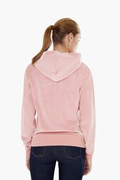 Pull à capuche velours femme Rose vue portée de dos