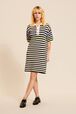 Robe polo oversize rayé multicolore femme Bleu nuit vue portée de face