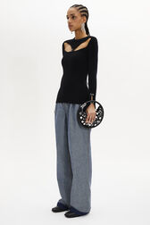 Jumper with Rhinestone Fastenings Black details view 1