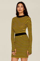 Women Rib Sock Knit Striped Mini Skirt Striped black/mustard details view 1