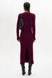 Wool Knit V-Neck Cardigan Claret back worn view
