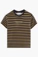 Women Striped Velvet T-Shirt Black front view
