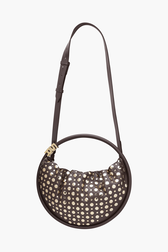 Sac Domino medium en cuir et studs Chocolat vue de détail 1