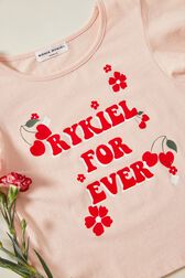 "Rykiel Forever" Print Girl T-shirt Pink details view 2