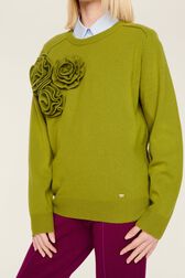 Women Wool Flowers Sweater Pistachio details view 1