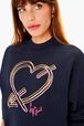 Crop Heart Sweatshirt Navy details view 2