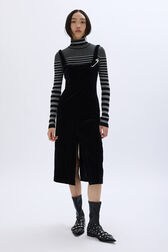 Velvet sleeveless dress Black front worn view