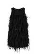 Short dress in jersey and feathers Black front view