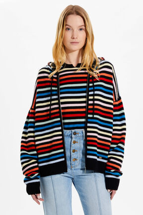 Hoodie zippé femme Multico raye vue de détail 1
