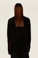 Women May 68 Intarsia Wool Sweater Black back worn view