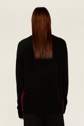 Women May 68 Intarsia Wool Sweater Black back worn view