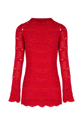 Robe courte rayures ajourées femme Raye fuchsia/corail vue de dos