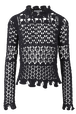Women Openwork Sweater Black front view