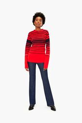 Iconic Rykiel Multicolored Stripes Sweater Red front worn view