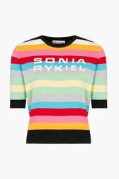 Pull en maille rayé multicolore à manches courtes Multico vue de face
