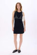 Trompe l'oeil sleeveless dress Black front worn view