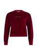 Long-Sleeved Velvet Sweater Rasberry front view