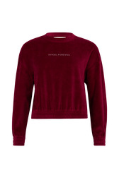 Pull manches longues en velours Framboise vue de face
