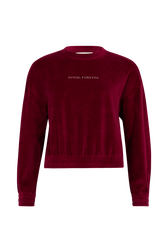 Long-Sleeved Velvet Sweater Rasberry front view