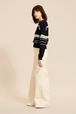 Women Multicolor Striped Openwork Sweater Night blue details view 1
